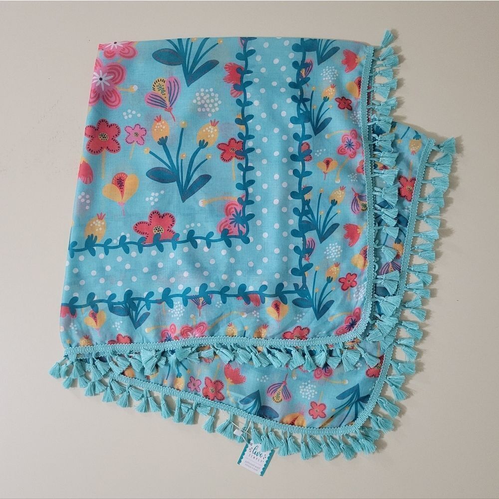 Live Simply Multi Color Floral Polyester Tassel Fringe Scarf